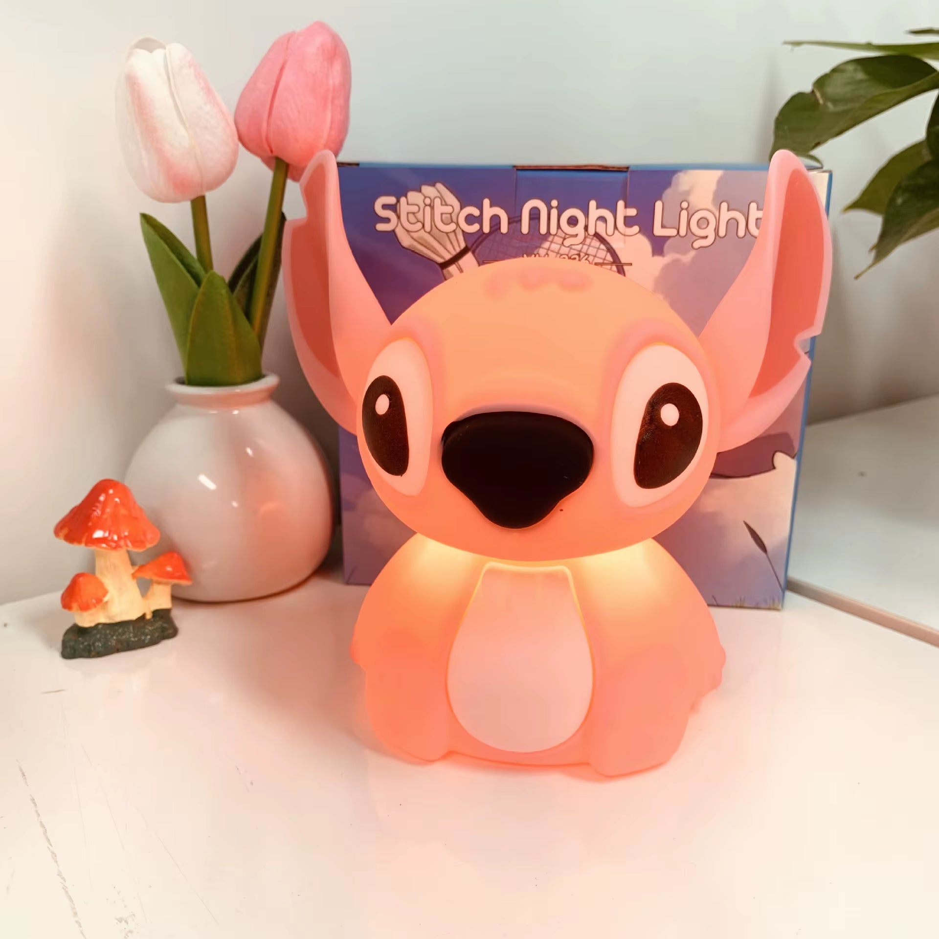 Kawaii Stitch Night Light Usb Touch Lamp Soft Glow Bedside Light for Students Room Decor Birthday Present